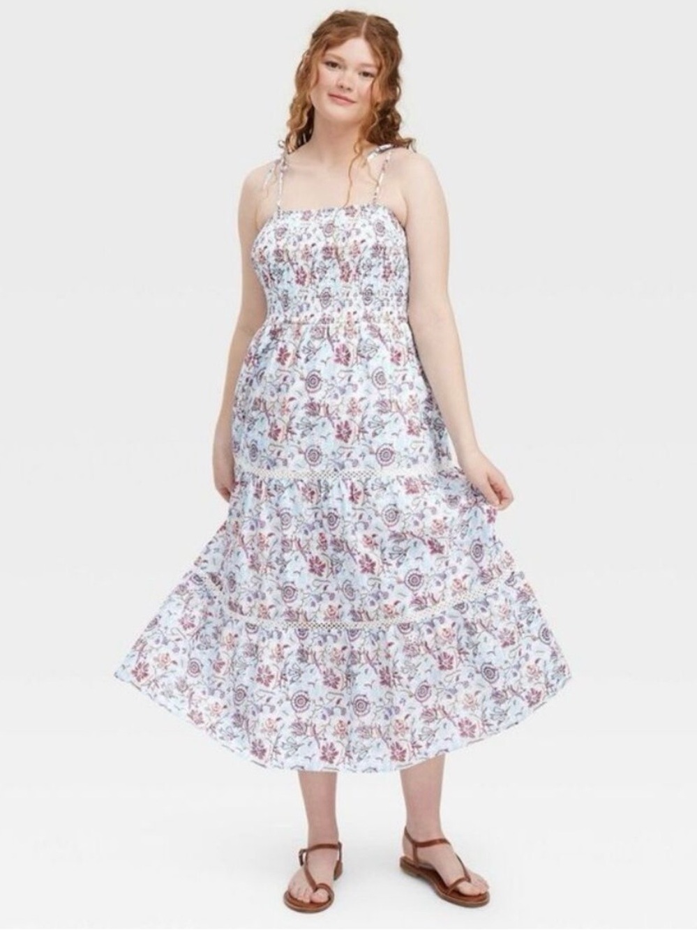 Roller Rabbit x Target Floral Smocked Tiered Maxi Dress Size L
